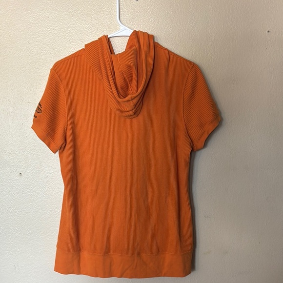 Harley-Davidson Orange Short Sleeve Zip Up Hoodie Size Medium - Picture 8 of 8
